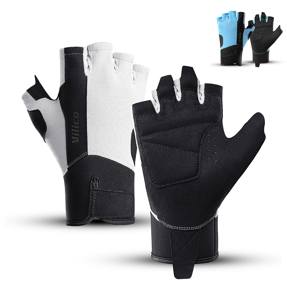 Guantes de ciclismo resistentes al desgaste de microfibra Vilico, transpirables y cómodos, entrenamiento de fitness de montañismo, guantes de medio dedo deportivos al por mayor