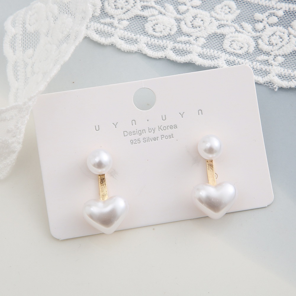 Pearl Inlay Material Earrings Classification Creative Simple Retro Heart Shaped Pearl Alloy Earrings