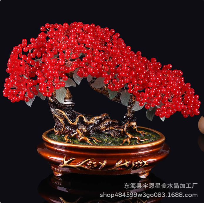 Natural citrine red chalcedony fortune shake money fortune tree porch office housewarming gift opening gift ornaments