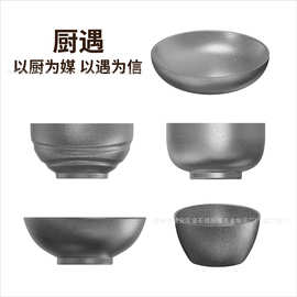 跨境304不锈钢碗做旧双层隔热碗复古汤碗米饭碗沙拉碗儿童防烫碗