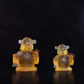 琉璃财神摆件招财迷你小财神桌面装饰工艺品创意礼物一直有钱