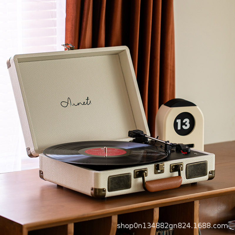 黒ゴムレコード機レトロ蓄音機lp bluetoothオーディオ携帯スーツケーストランクレコード機|undefined