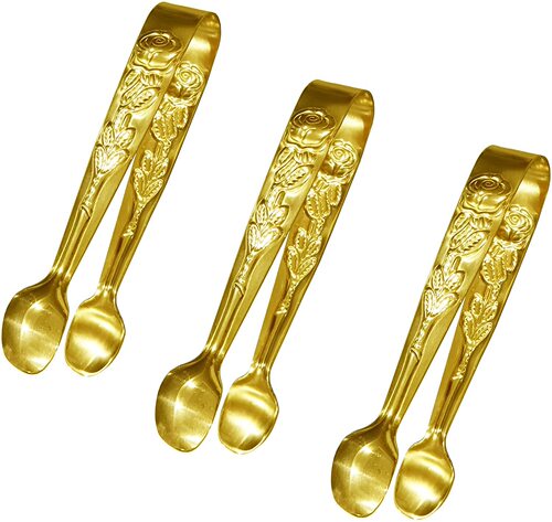 Cookie lemon slice mini 304 stainless steel food clip creative rose pattern tweezers sugar cube ice cube clip wholesale