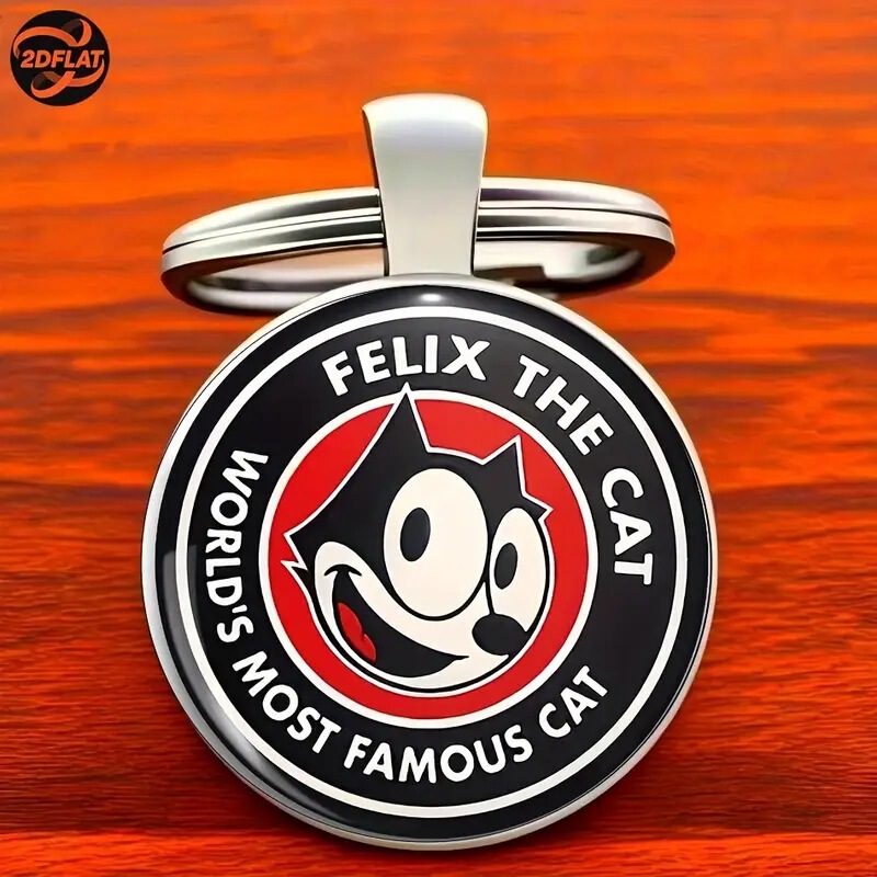 1 Felix Cat Keychain - Retro Comic Design, Sturdy Zinc Alloy Material Keychain Accessories 1 Felix Cat Keychain - Retro Comic Design, Sturdy Zinc Alloy Material Keychain Accessories