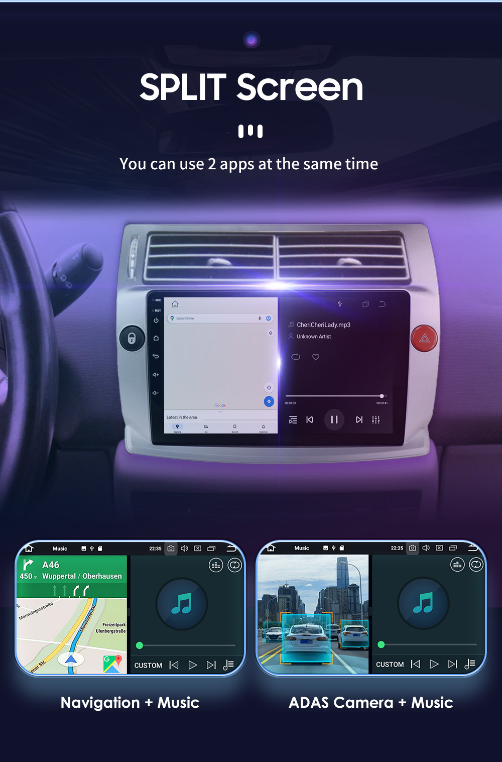 Suitable for 04-09 Citroen C4 Android Large-Screen Car Stereo with Reversing Camera and Gps Navigation All-In-One Device