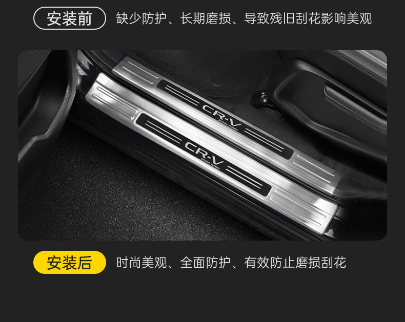 23-26 Honda Crv Door Sill Strip Modification Stainless Steel Welcome Pedal Decoration Haoying Trunk Protection Guard Plate