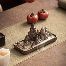 禅意高山流水中式倒流香炉家用陶瓷假山线香插创意桌面香薰炉摆件