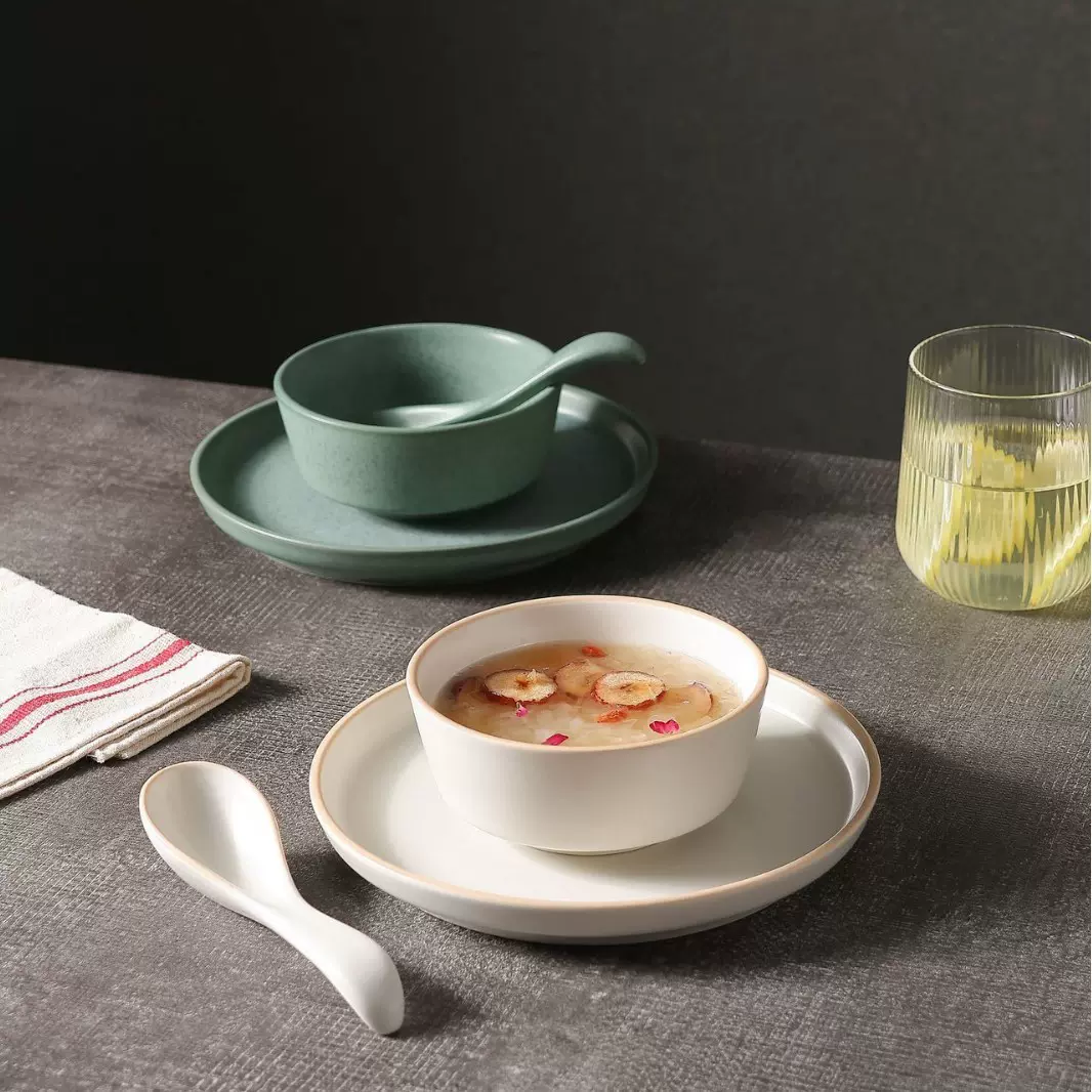新中式陶瓷餐具套装家用简约斗形碗餐具套装哑光高颜值碗碟盘批发