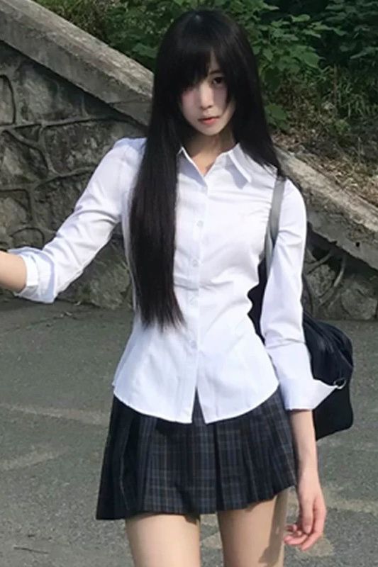 White Waist-Cinching Long-Sleeved Sexy Shirt Autum Preppy Style Jk Uniform Slim Formal Top Slim Shirt Soft Satin