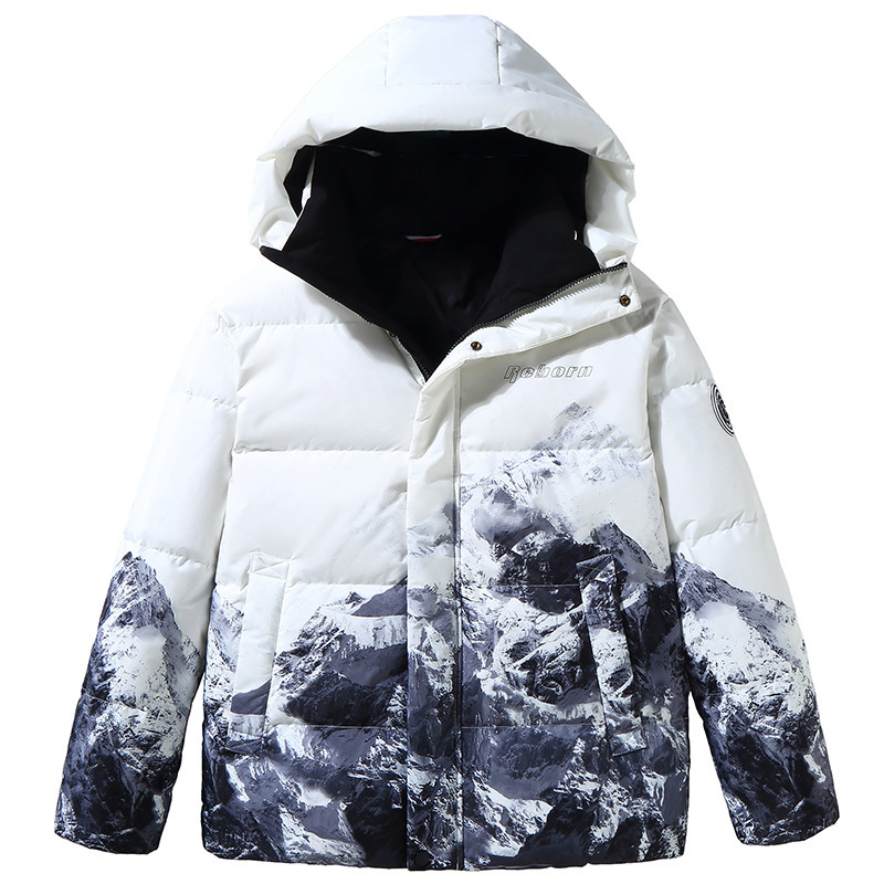 2025 Winter New down Tops Men's Thickened Warm White Duck down Top Men's Gradient Color Casual Tops Trendy