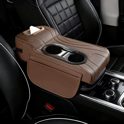 Central Car Elbow Rest Pad, Armrest box pad - high-and-low-water-cup-models-embroidered-gentleman-coffee