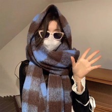 冬季围巾高级感情侣加厚保暖新款韩版学生女款格子长款男围脖礼物