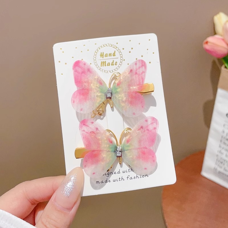 Clip de cabello de mariposa móvil ultra inmortal electrónica azul tulle perla clip de boca de pato decoración accesorios de playa clip tocado