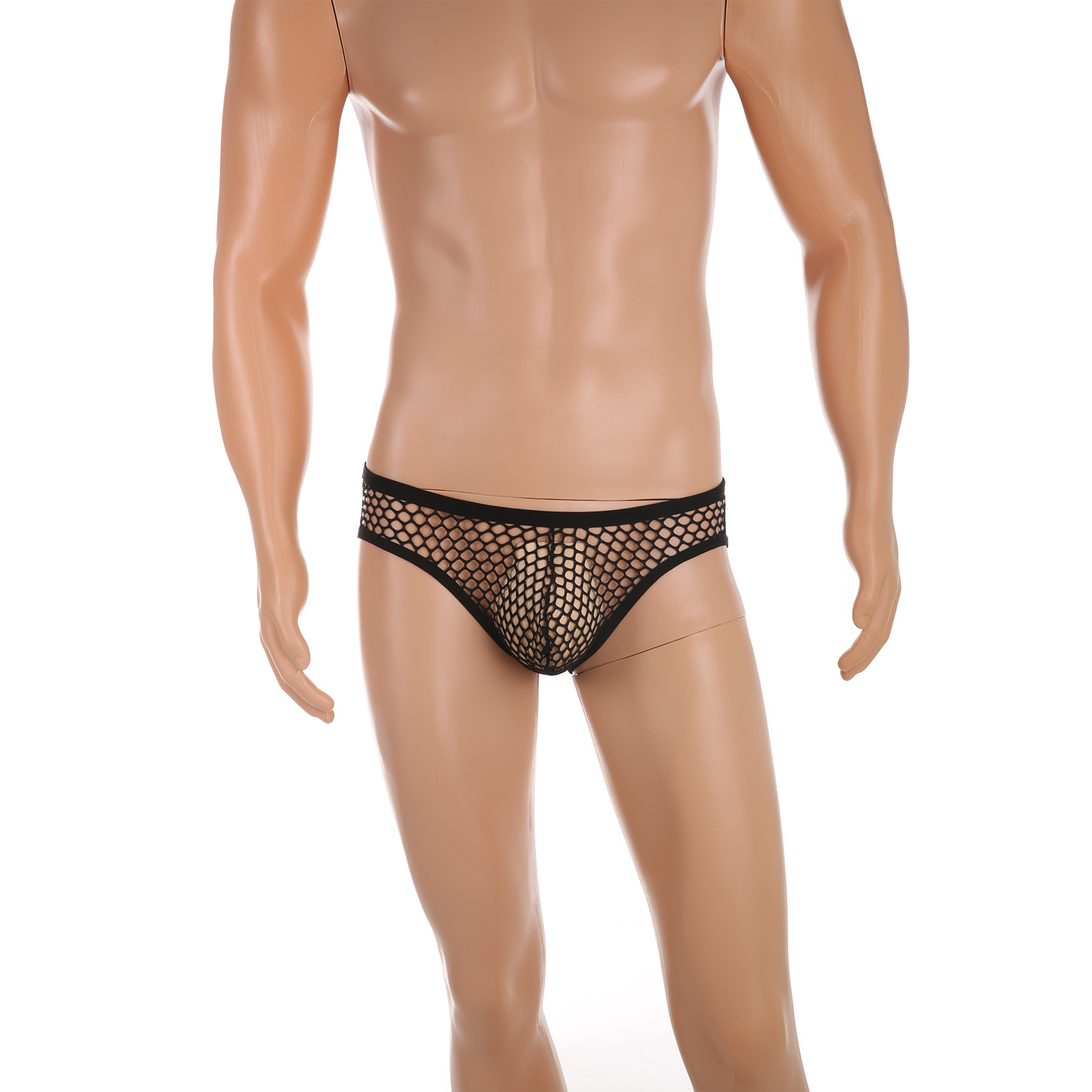 Aliexpress Hot Selling Men's Large Mesh Briefs Sexy Intimates Men's Low Waist See-Through U Convex Bag Mesh Underwear