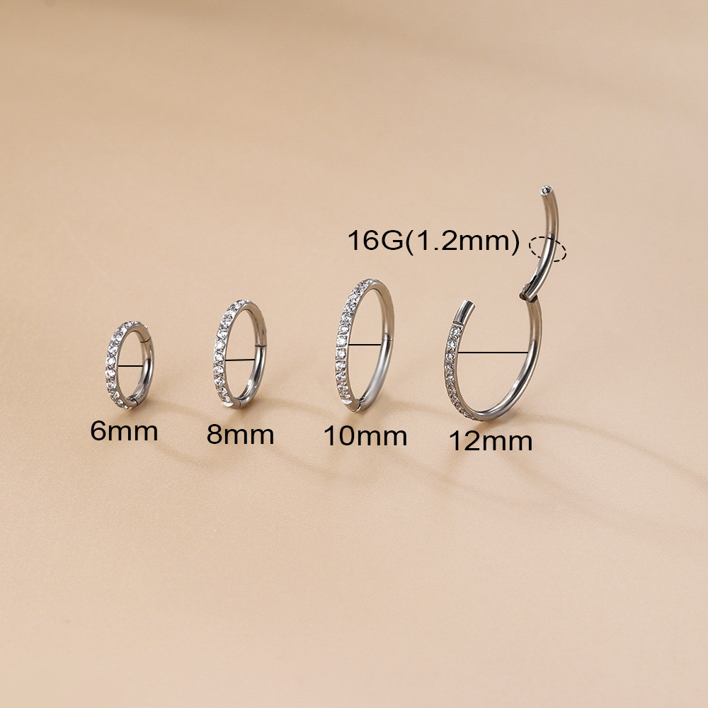 Simple Style Round Titanium Inlaid Zircon Nose Ring display picture 1