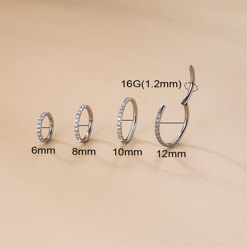 4g Weight Zircon Inlay Material Nose Pin Piercing Type 1 Piece Nose Rings & Studs Simple Style Round Pure Titanium Inlaid Zircon Nose Pin