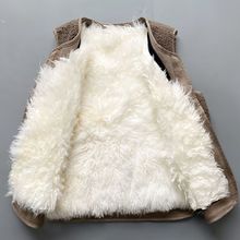 羊毛马甲女士真皮毛一体坎肩防寒中老年人加厚棉背心保暖冬季马夹