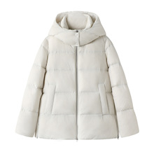 现货2025冬季新品女装宽松通勤简约风连帽羽绒服外套女 5X0C10110