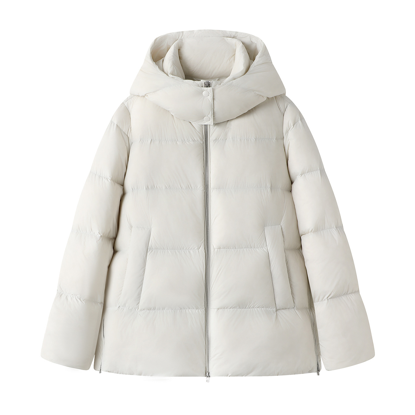 现货2025冬季新品女装宽松通勤简约风连帽羽绒服外套女 5X0C10110