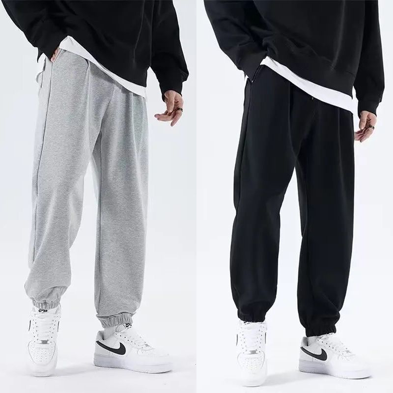 Solid Color Men's Joggers for Spring, Autumn, and Summer, Loose Fit, Versatile, Heavy-Duty Sweatpants, Trendy Brand, Cargo Casual Pants