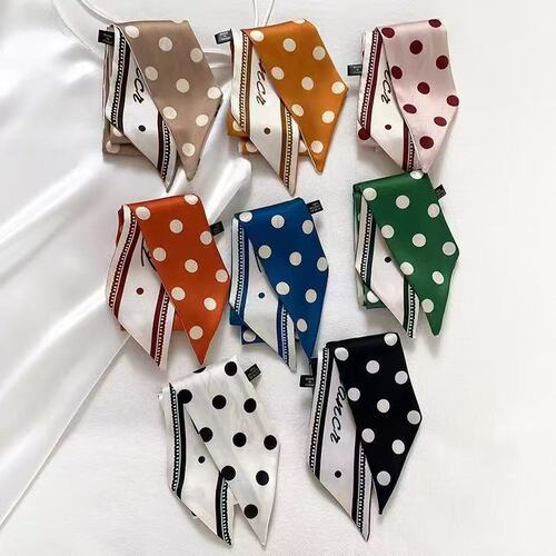 Korean-style wave point long strip small silk scarf wrist band hair tie hairpin binding pack ribbon simple versatile scarf decoration