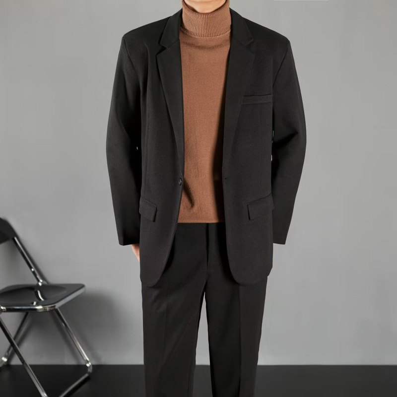 2026秋季新款男士轻熟风休闲西服男单西潮牌港风韩版潮流毛呢外套
