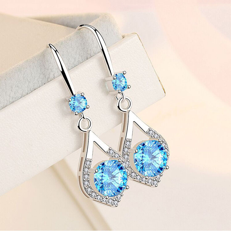 Drop Earrings Classification 1 Pair Quantity Daily Occasion 925 Sterling Silver Material 1 Pair 925 Sterling Silver Water Droplets Drop Earrings