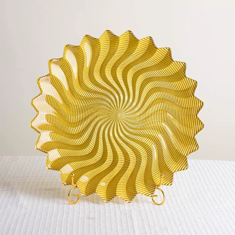 glass plate酒店婚礼玻璃盘西餐盘甜品玻璃垫盘餐具套装