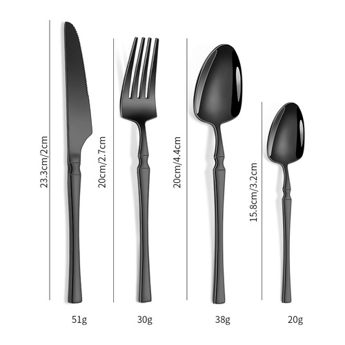 Cross-border stainless steel knife, fork and spoon set, PVC bag with 6 pieces, gold-plated supermarket western tableware, Middle Eastern series