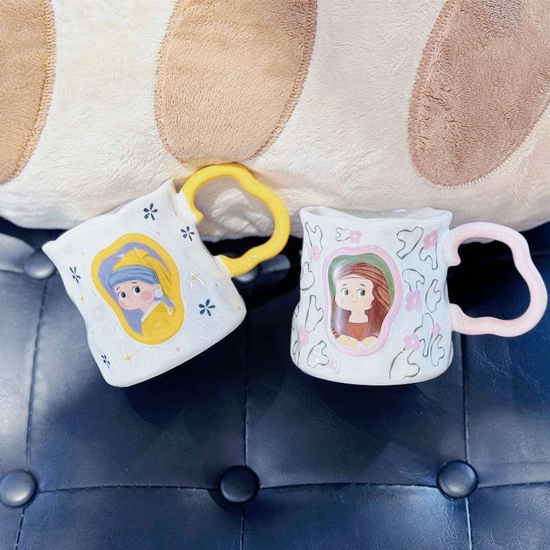 レトロかわいい女の子マグカップセラミックホームカップ女の子のための見栄えの良いウォーターカップお土産クロスボーダーコーヒーカップ|undefined