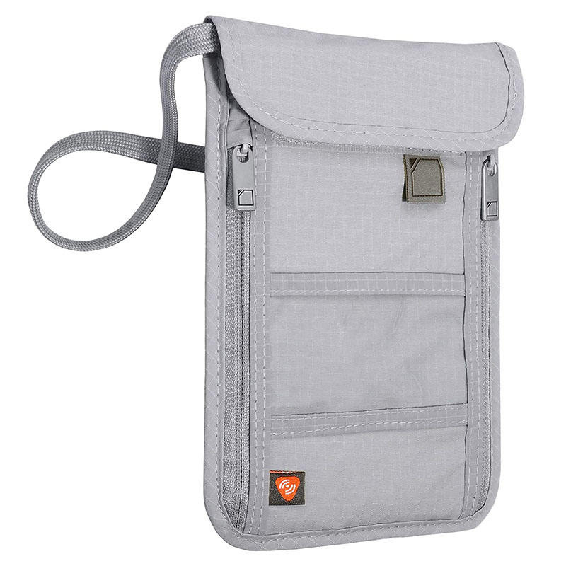 Almacenamiento de cuello , Verde Oliva, Una talla, Cartera de cuello con bloqueo, bolsa de viaje + soporte para pasaporte para mujeres y hombres