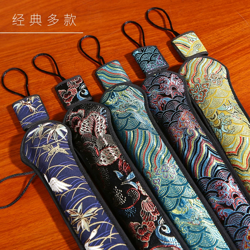 Оптовая продажа, сумка для веера из парчи династии Сун, обруч для веера, 9inch 9.5inch чехлов для веера, ретро-стиль, китайский стиль, династия Хань, складной чехол для веера из рисовой бумаги