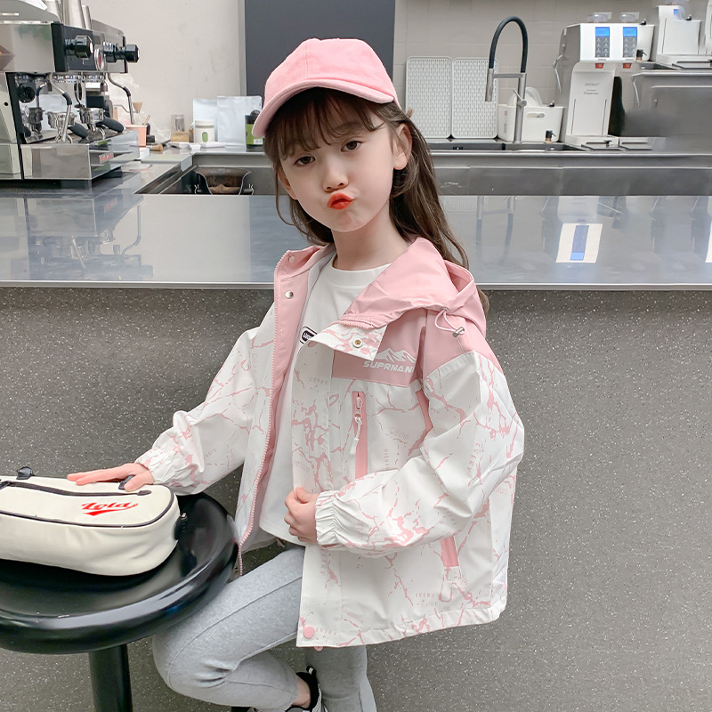 (2개) 소녀 서양식 코트 2024 가을 새 어린이 한국 스타일 재킷 탑 대형 어린이 봄 가을 스포츠 소박한 옷