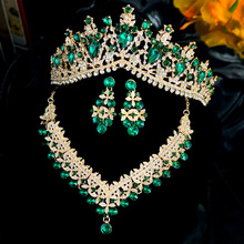 新款新娘头饰项链三件套皇冠结婚配饰时尚大气新娘套装现货批发