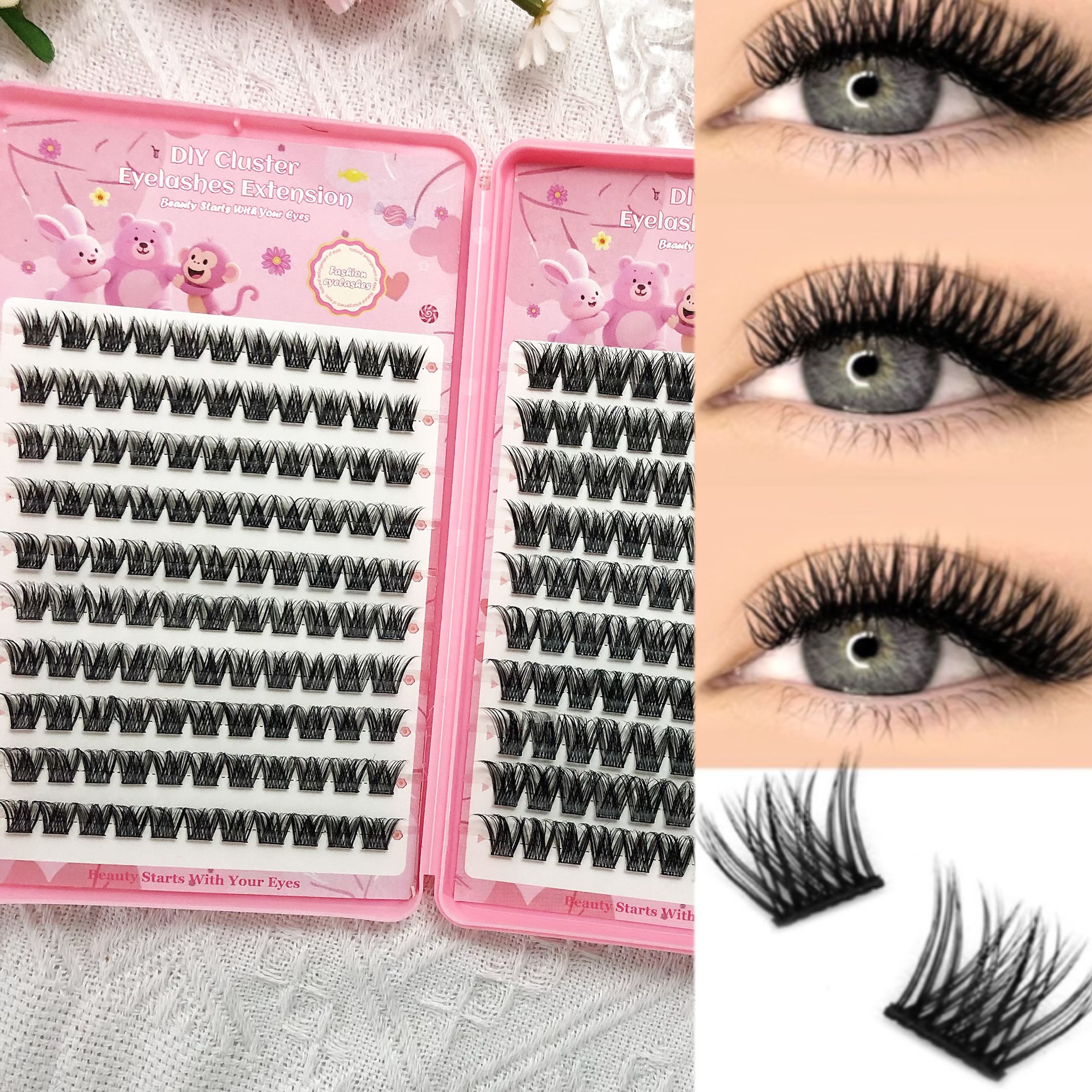 Transfronterizas pestañas falsas 30 - 100D comercio exterior caja de pestañas gruesas con pinzas de pegamento conjunto de pestañas falsas