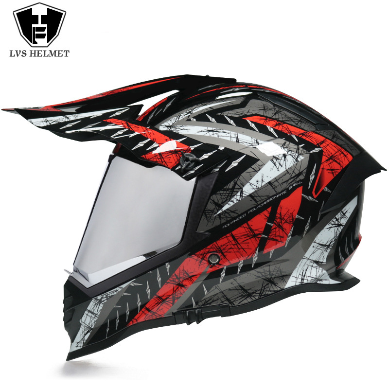 Nuevo off-road tire casco de doble lente carretera tire casco completo motocicleta Larga Distancia unisex Four Seasons universal LVS