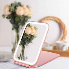 新款led化妝鏡 美妝禮品鏡子家用帶燈便攜摺疊桌面平板LED化妝鏡