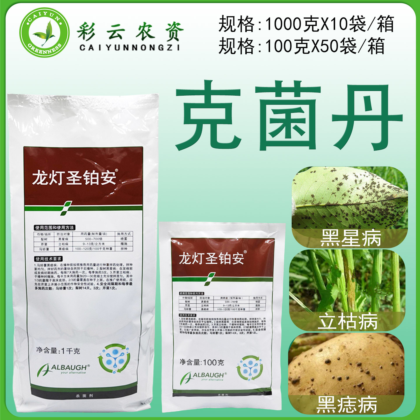 龙灯圣铂安50%克菌丹马铃薯黑痣病黑星病农药杀菌剂