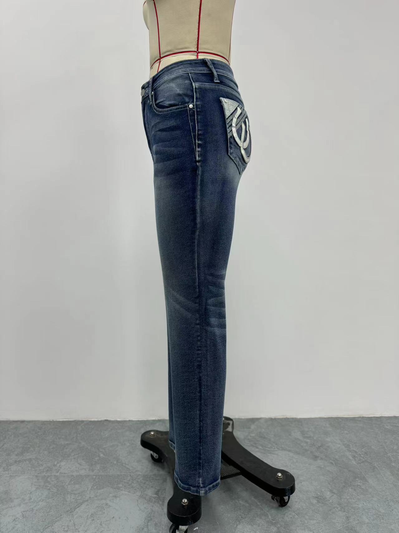 Women's Slim Fit Embroidered Jeans - Stretch Denim Pants With Floral Stitching (Blue, Sizes S-Xxl) ​Breathable Cotton Blend_ecoleips.com