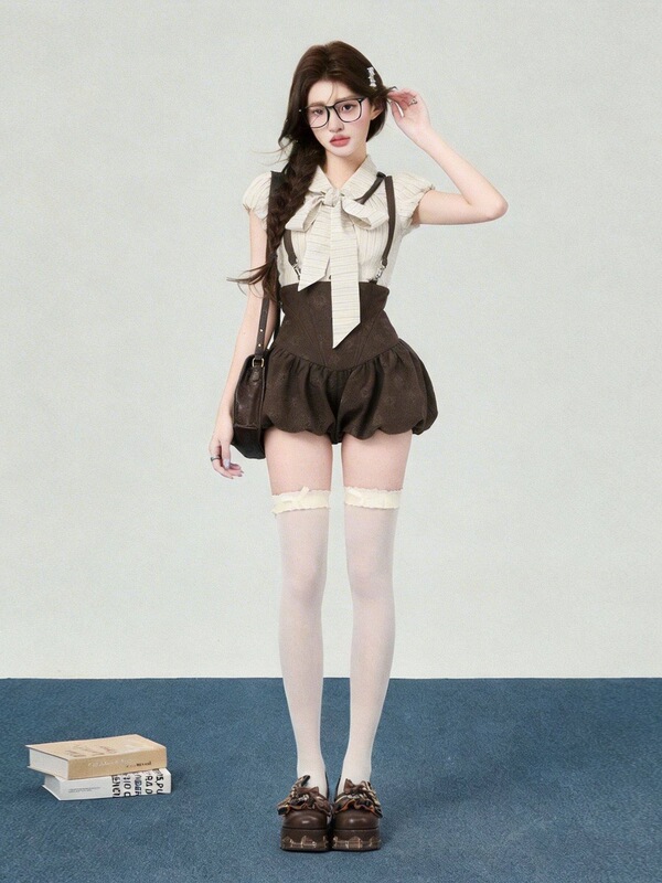 College-style JK uniform suspender skirt set for women, summer outfit for petite girls, American-style campus hot girl shirt and suspender skirt two-piece set College-style JK uniform suspender skirt set for women, summer outfit for petite girls, American-style campus hot girl shirt and suspender skirt two-piece set
