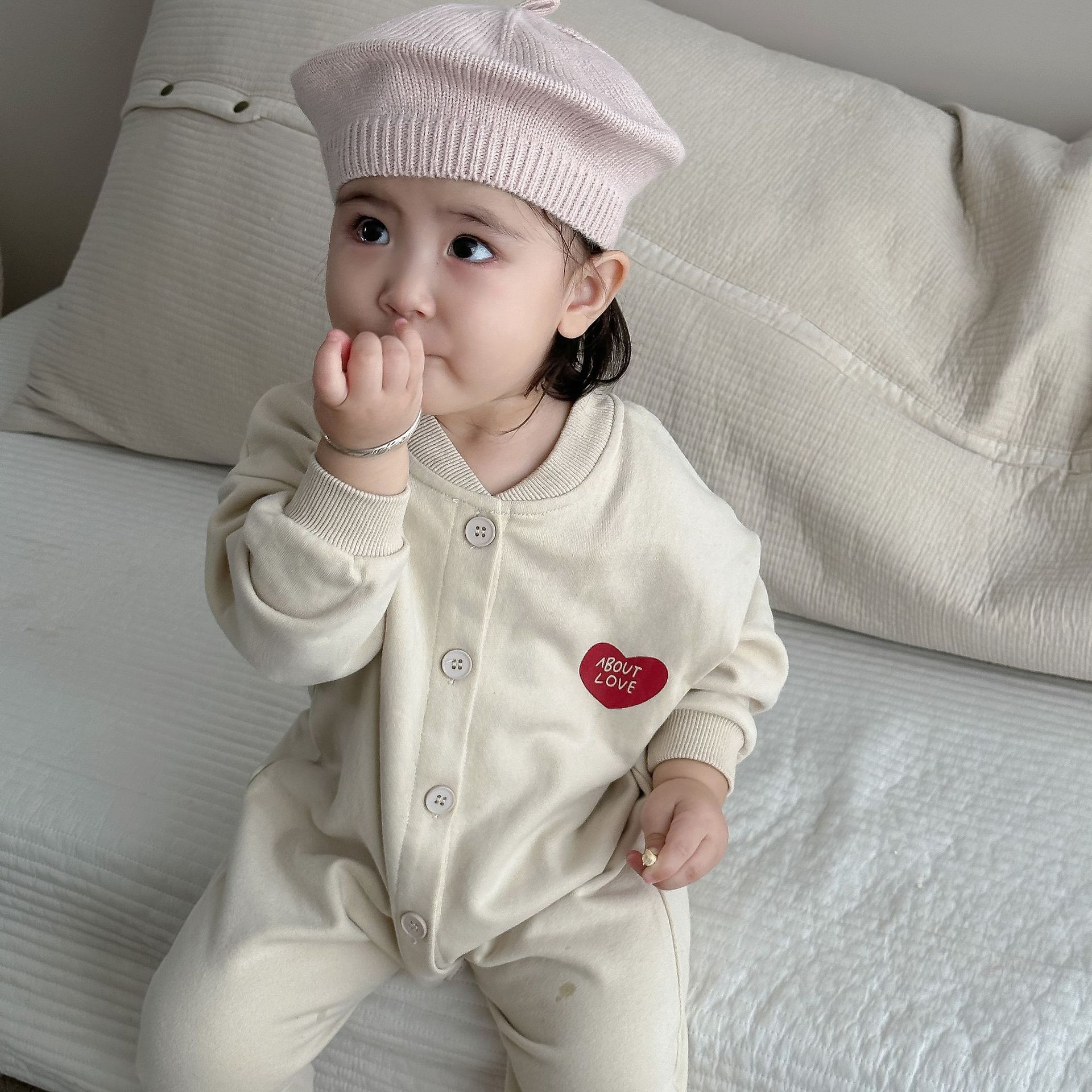 Ropa de salida de principios de otoño para niños, ropa para niños de estilo coreano, monos con botones abiertos para bebés, monos de manga larga para bebés de otoño, ropa para gatear