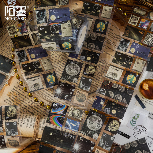 Momo Stamp Waste Disposal Tape Natural Post Office Series Retro DIY Handbook Decorative Material Stickers 8 Choices