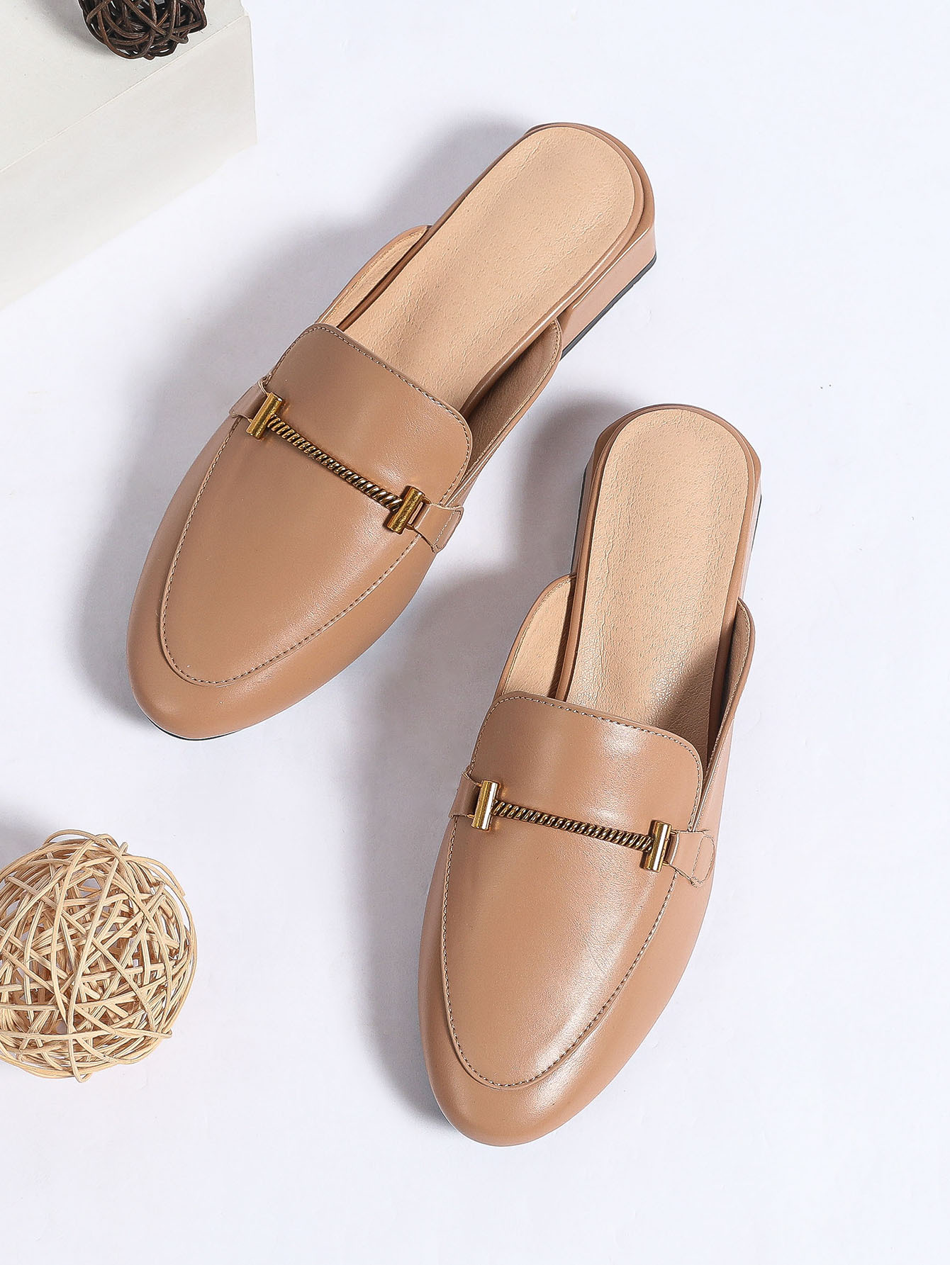 The New Spring Chunky Heel Sandals Slip On Baotou Drag Fashion All Match Soft Bottom Metal Buckle Summer Pointed Toe_voghion.com
