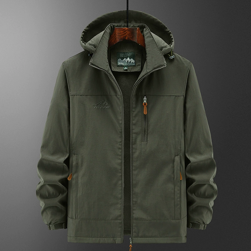 2022 Осенне-зимняя куртка, куртка, Мужская Уличная Повседневная куртка больших размеров, мужская флисовая подкладка для молодежи и среднего возраста, спортивная одежда с капюшоном для мужчин