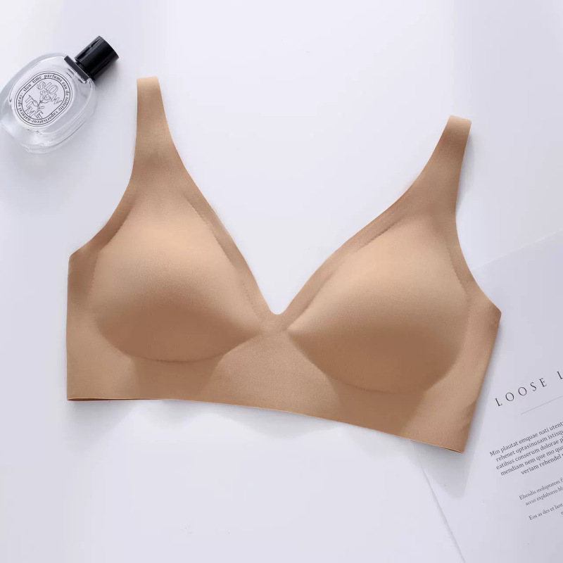 ヨーロッパとアメリカの女性用シームレス下着、小さな胸のプッシュアップ、リムなし、薄い、調節可能な大きな胸、ソフトサポート、胸縮小ブラジャー、クロスボーダー|undefined