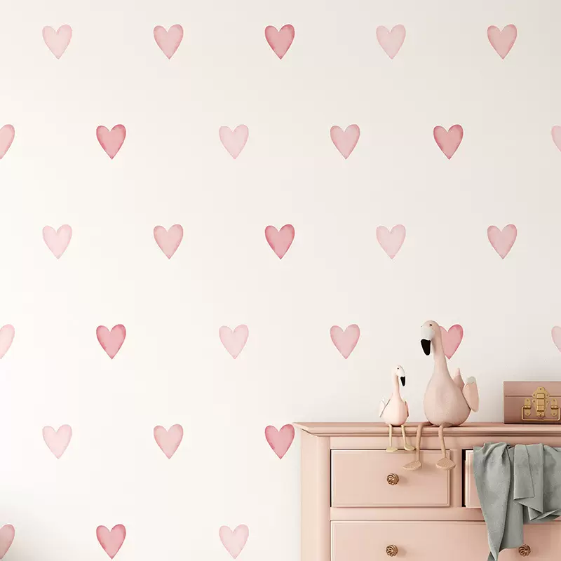亚马逊80pcs粉红色心形墙贴自粘爱心可爱少女风客厅卧室装饰贴纸