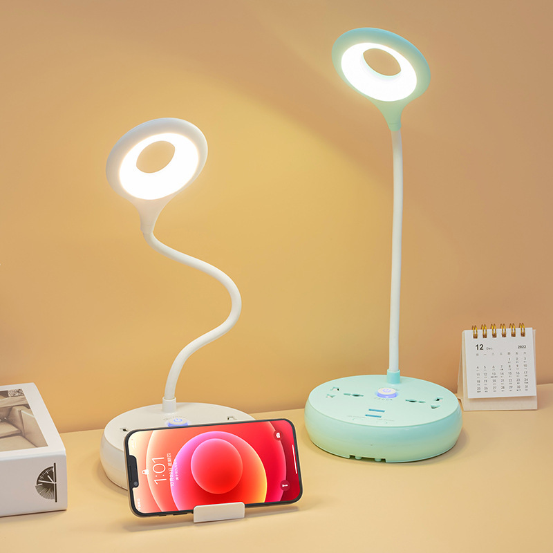 Lámpara de escritorio de comercio electrónico transfronterizo enchufe de lámpara de escritorio multifuncional USB multifuncional para oficina en el hogar LED lámpara de noche enchufe