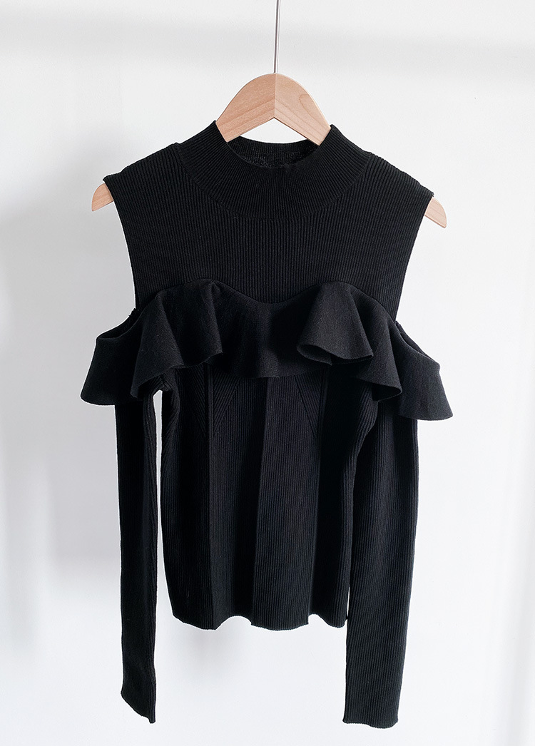 【慧琳】国境を越えた日系2023春夏半高襟ハスの葉の縁に肩を出したニットウェア23B041/24B125