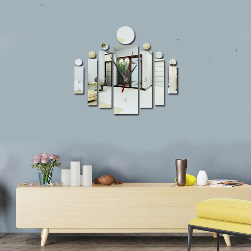 Crystal three-dimensional acrylic home living room background wall sticker clock creative decoration painting_voghion.com