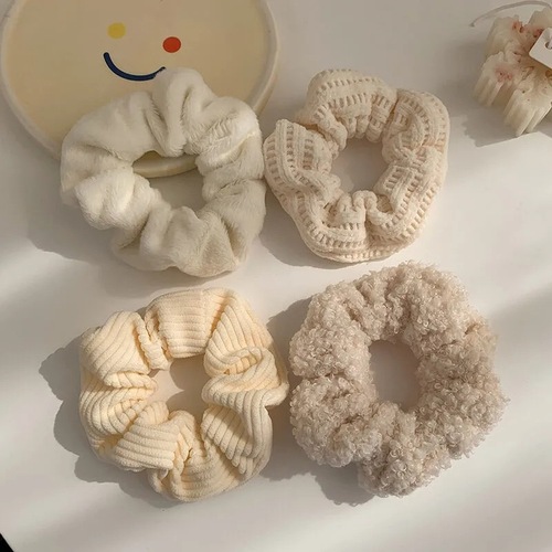 Winter and Spring Plush Pig Intestine Hair Tie for Women, Korean Influencer Style Rubber Band Hair Accessories